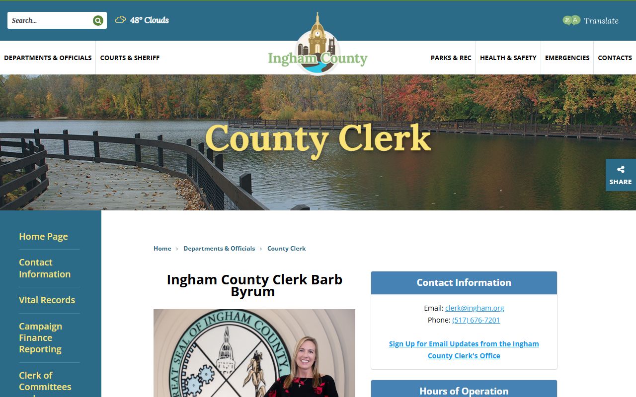 Ingham County Clerk website for Lansing death records