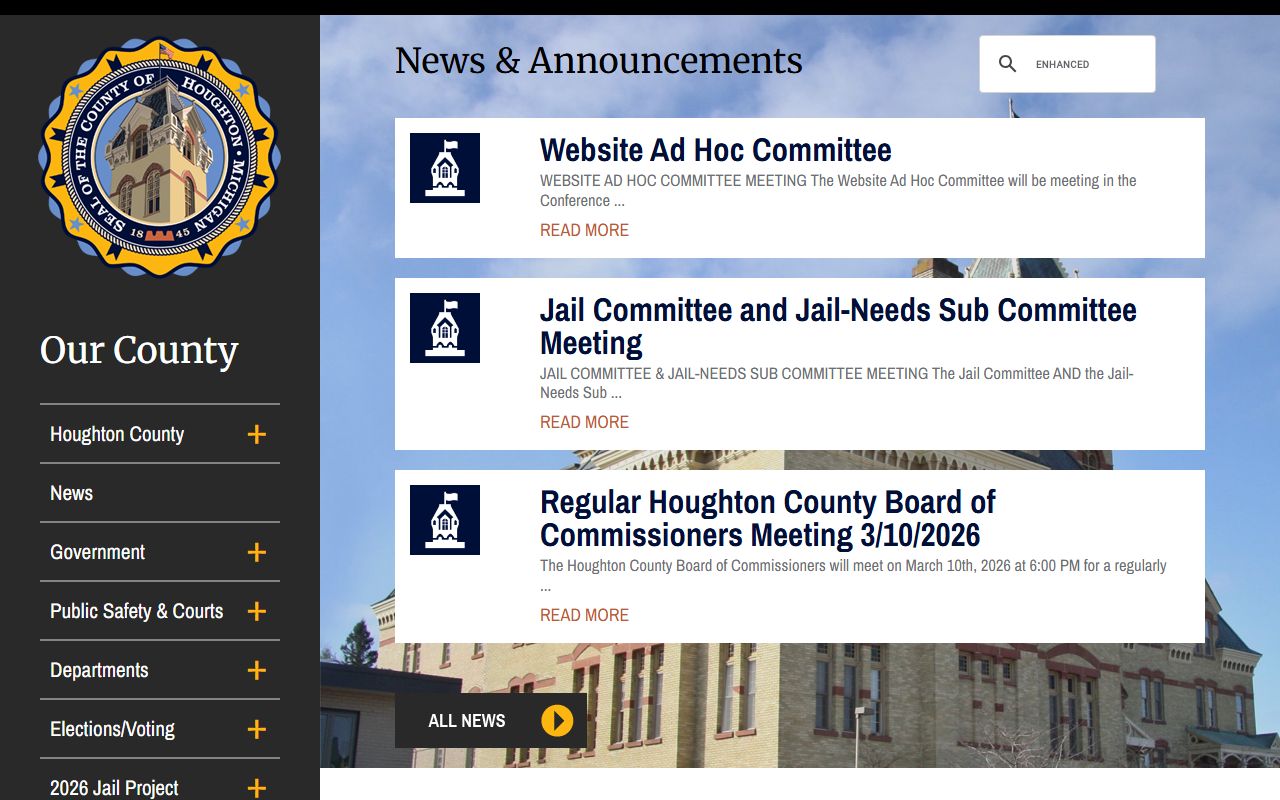 Houghton County Clerk website