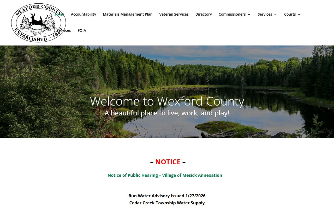 Wexford County Clerk website for death records