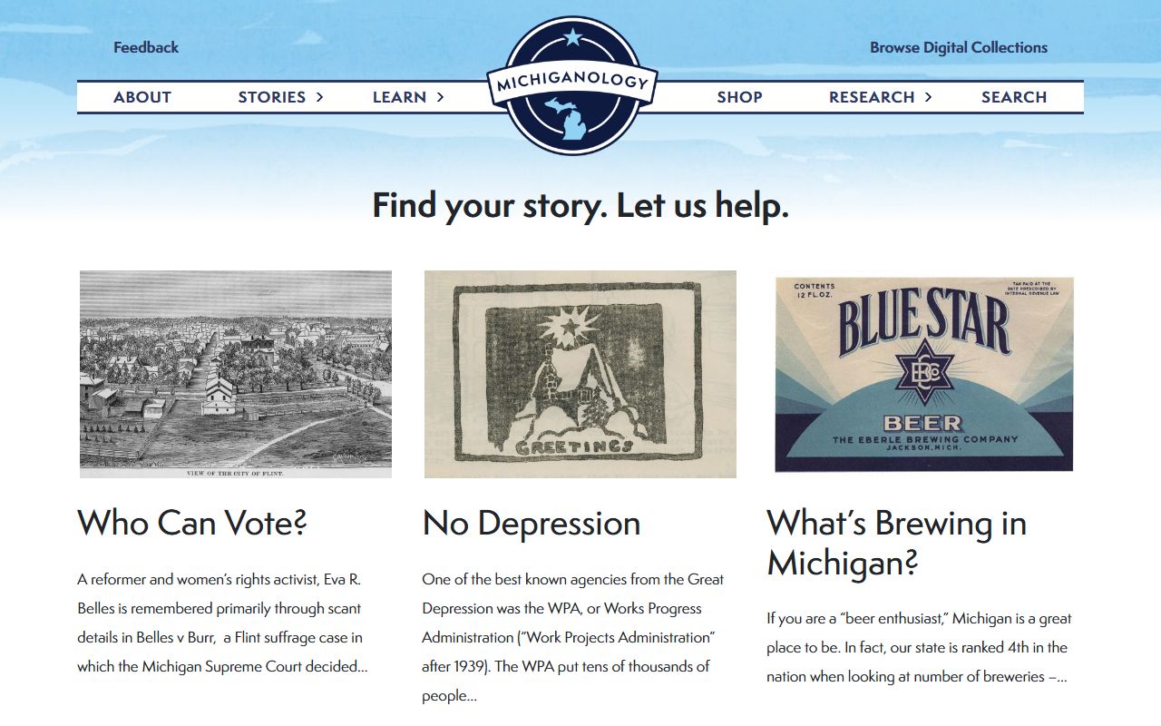 Michiganology main page for Michigan genealogy and death records research